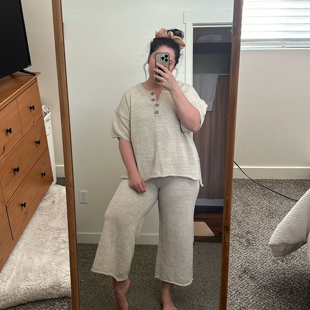 Knit 2 piece set in beige